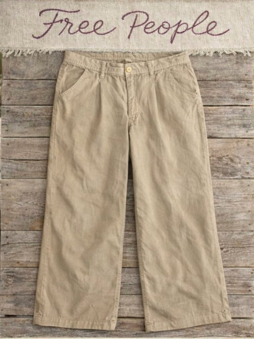 Free People Pleated Khaki pants, Sz 10